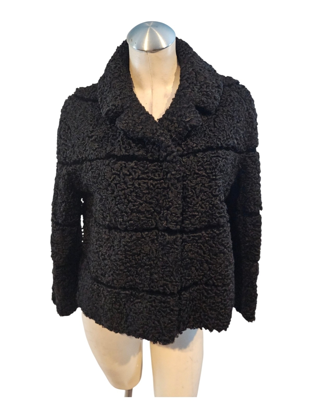 Vintage Black Persian Lamb Astrakhan  Wool Coat Size S Archer Furs Canada